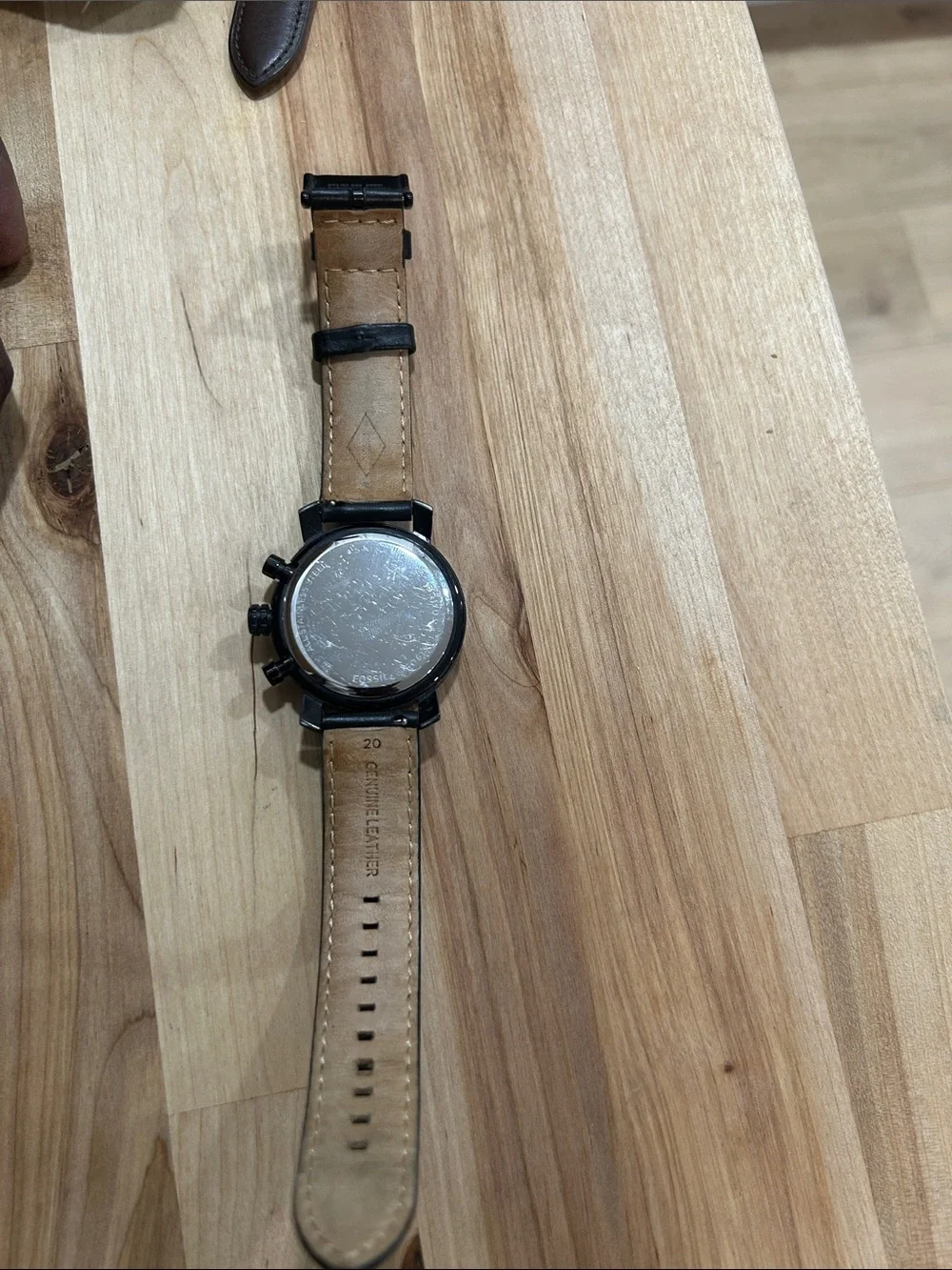 Fossil Men's Black and Brown Leather Strap Watches Duo